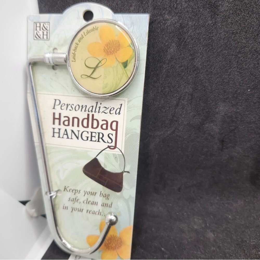 H&H Letter “L” Personalized Handbag Hanger – Floral Purse Hook – Monogram Handba
